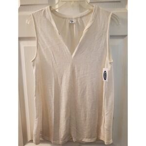 Old Navy sz M NWT Tank Top Split Neck Cream Color basic layer casual summer